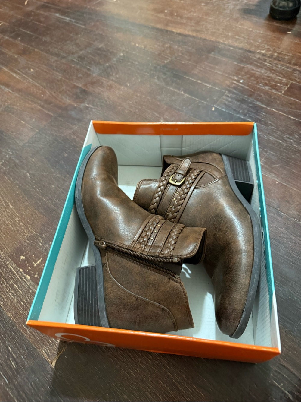 Bare traps Brown Women's Ankle Boots - Braided Strap Zip Closure